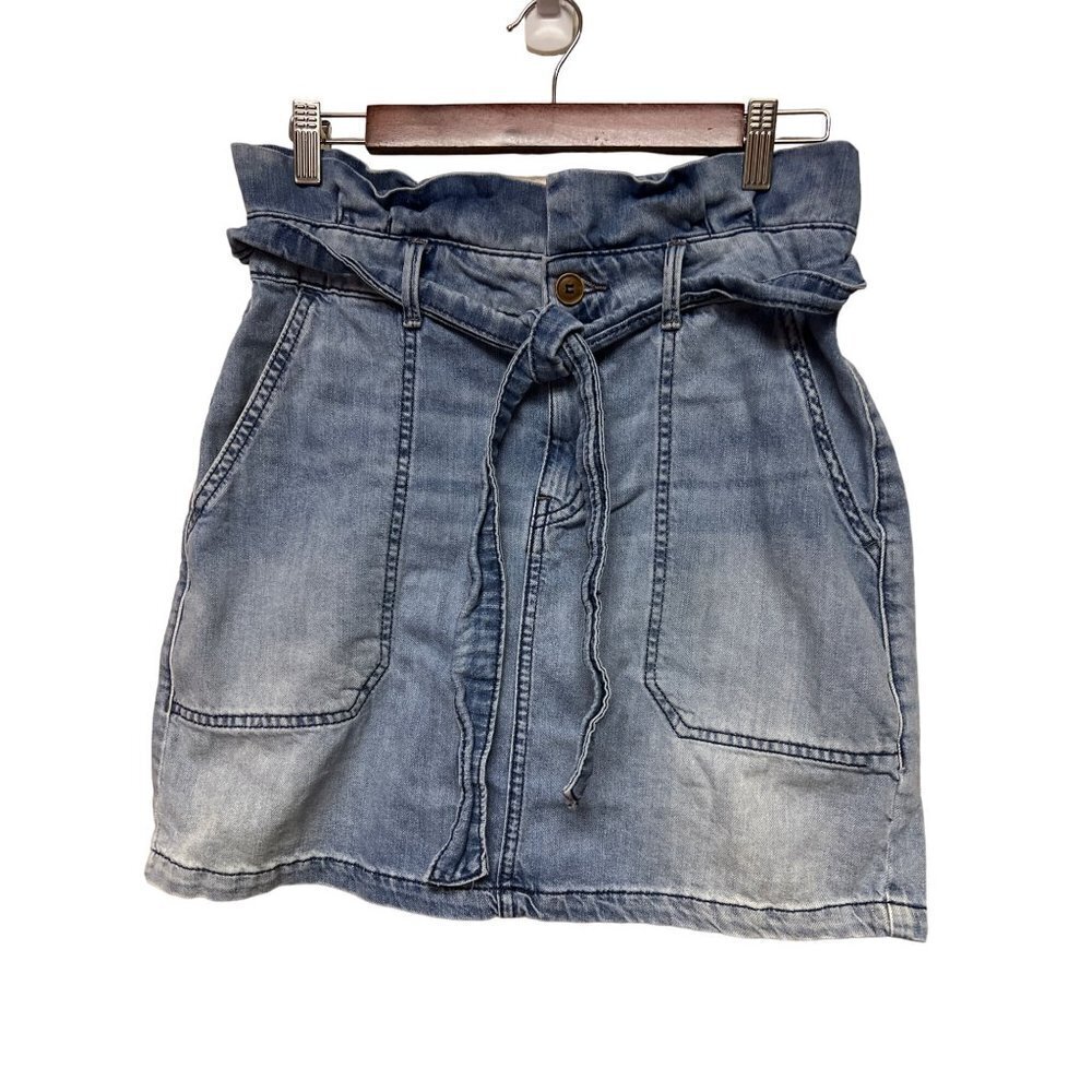 Free People Splendor in the Grass Indigo Tie Waist Mini Skirt Women's Size 8